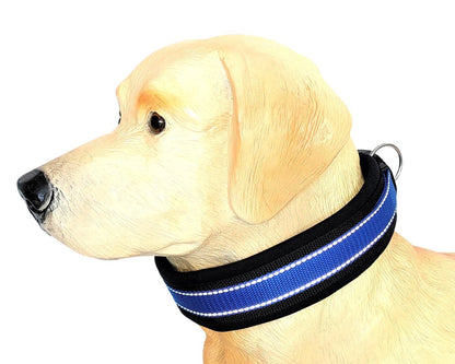 hundehalsband-breit-neopren-polster-reflektor-blau-schwarz