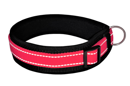 hundehalsband-breit-neopren-polster-reflektor-rot-schwarz