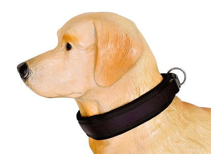 hundehalsband extra-breit neopren-polster einfarbig schwarz