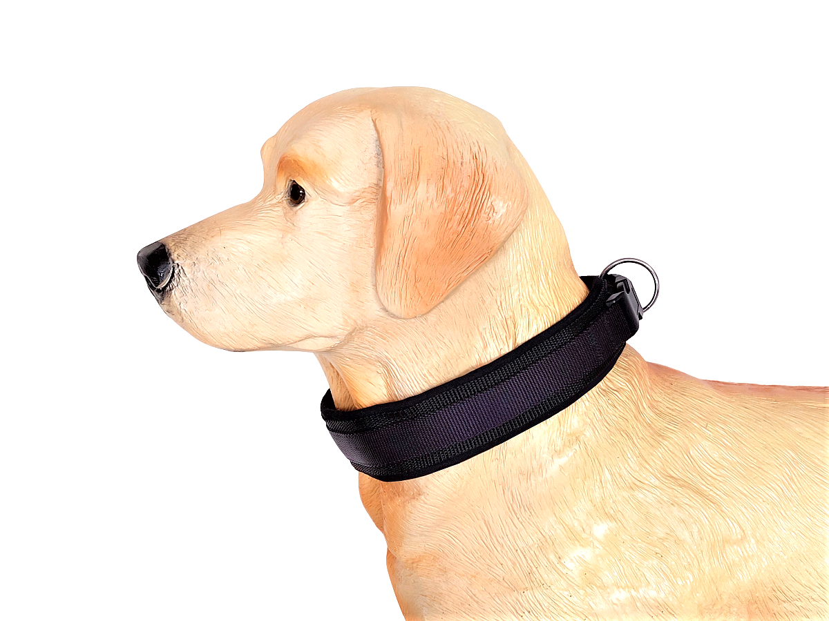 hundehalsband extra-breit neopren-polster einfarbig schwarz