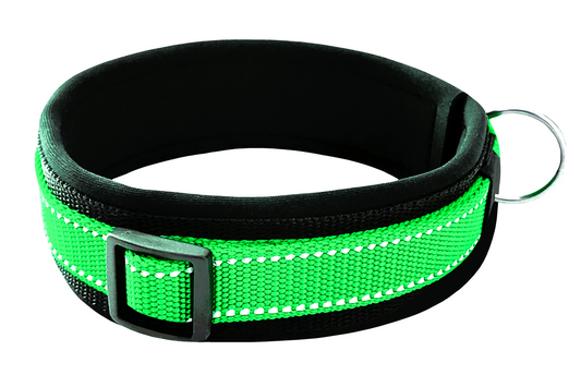 hundehalsband-breit-neopren-polster-reflektor-limone-schwarz