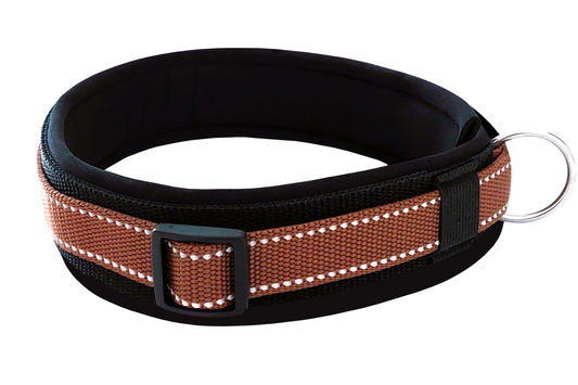 hundehalsband-breit-neopren-polster-reflektor-braun-schwarz