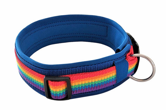 hundehalsband extra-breit neopren-polster Regenbogenfarben
