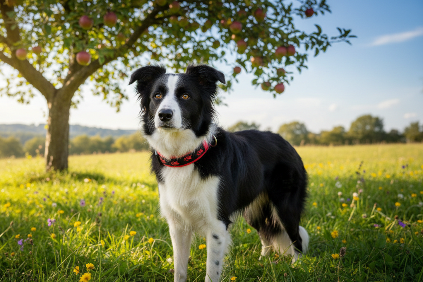 hundehalsband-pfötchen-extra-breit-neopren-polster-rot-schwarz-rot