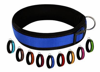 hundehalsband extra-breit neopren-polster blau-schwarz