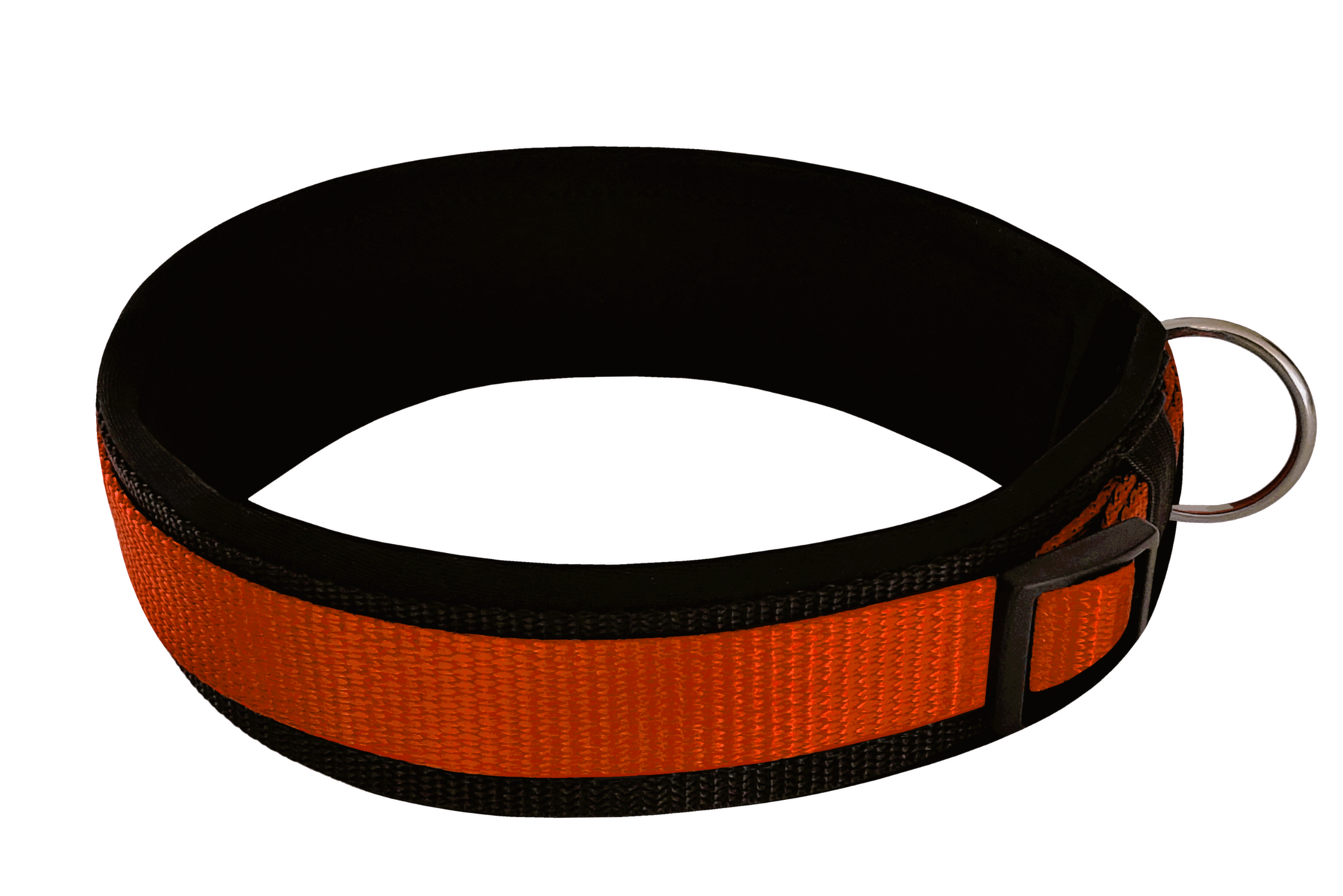 hundehalsband extra-breit neopren-polster orange-auf-schwarz