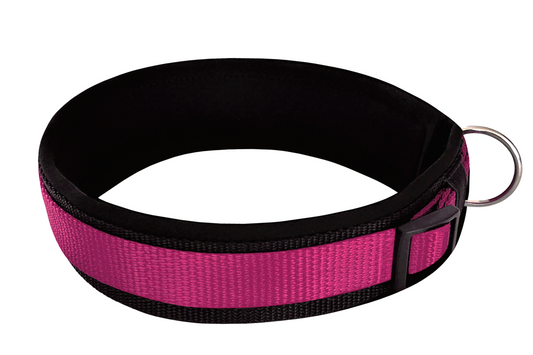 hundehalsband extra-breit neopren-polster pink-auf-schwarz